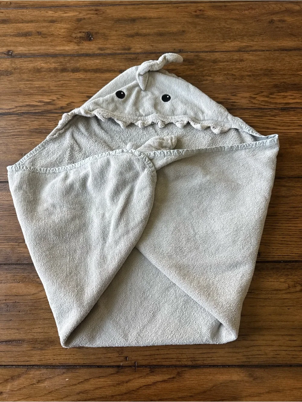 Carter's Light Gray Hooded Baby Towel with Knot and Eye Detail